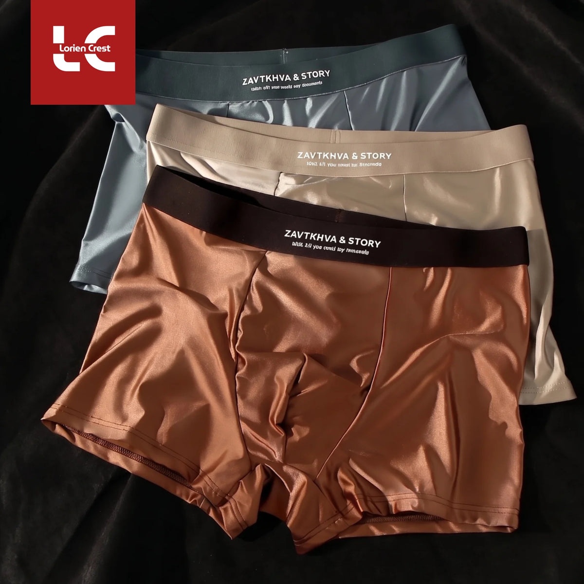 3Pcs Luxury Men's Ice Silk Boxer Briefs Summer Thin Satin-like Underwear Breathable Crotch Comfortable Male Panties