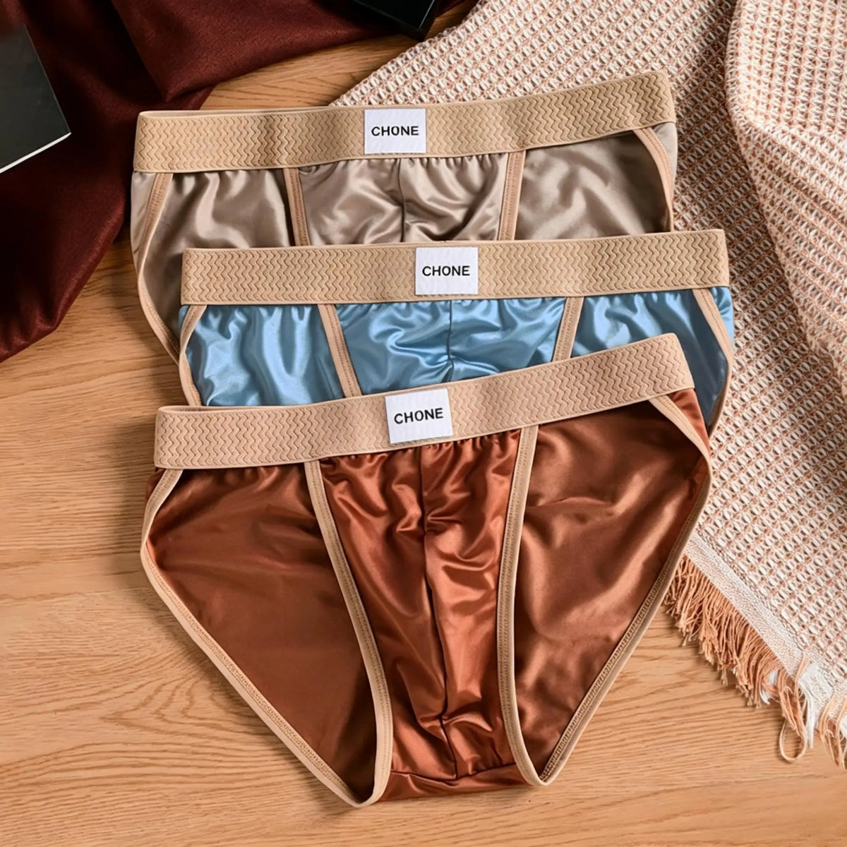 3pcs Luxury Silky Men's Satin Ice Silk Triangular Bikini Briefs Breathable Ultra Soft Comfort Sexy Underwear male