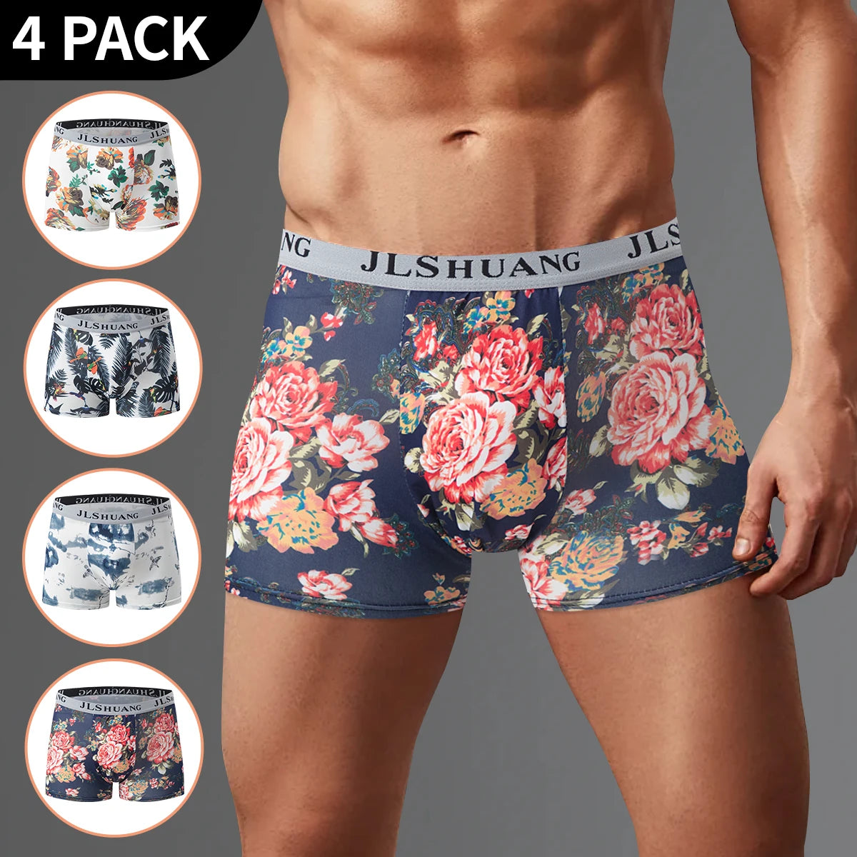 4/5 Pcs Men's Fashion Printed Underwear Comfortable Joker Boxer Plus Size 5XL Adolescent Multicolor Mix Shorts Middle-aged Boxer